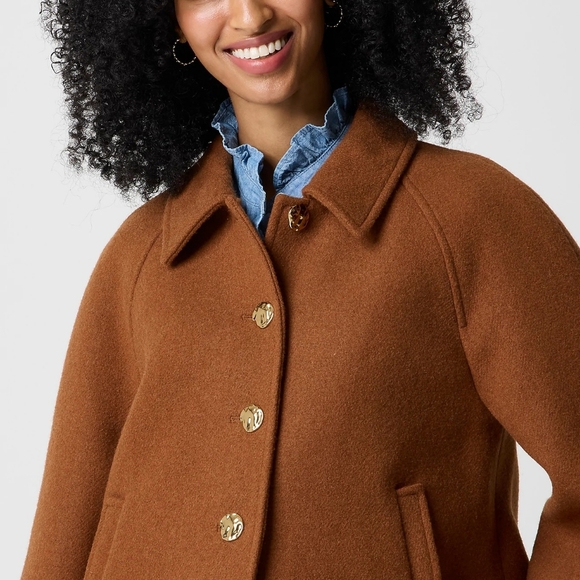 NWT J.Crew Women's Cropped Wool Blend Swing Coat Sz S - Picture 4 of 16